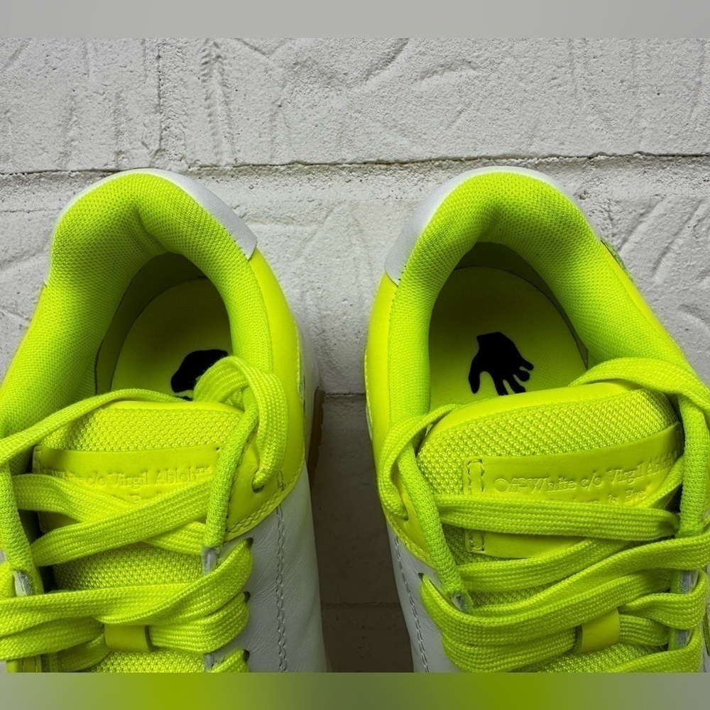 New Off-White Out Of Office Lemon/White Leather Sneakers Size 38 - Picture 9 of 14
